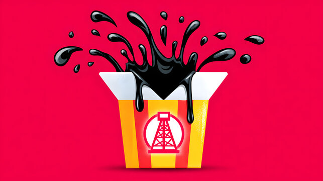 Takeout box oil spill black liquid fast food pollution leak container grease takeout box oil spill black liquid fast food pollution leak container grease dramatic splash from open food package