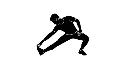 Fototapeta premium Man stretching leg silhouette isolated on white background.