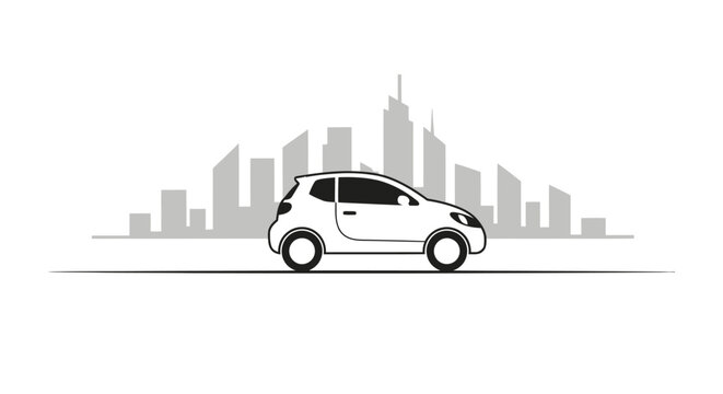 Small white hatchback city car vehicle.