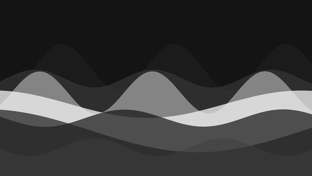 Abstract layered waves in grayscale tones creating a dynamic and modern visual pattern with fluid contours.
