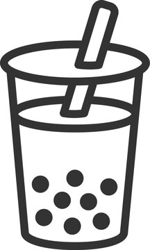 タピオカミルクティーのアイコン（線画）のイラスト