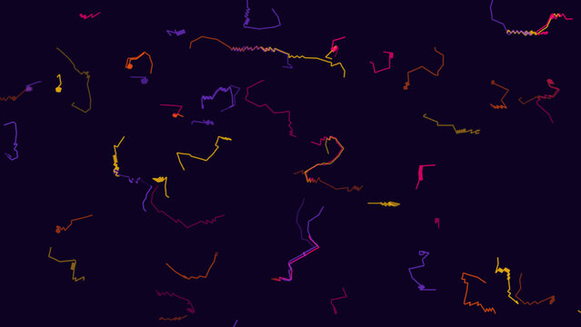 Vibrant winding glowing lines forming abstract chaotic patterns resembling electrical discharges or neural pathways.