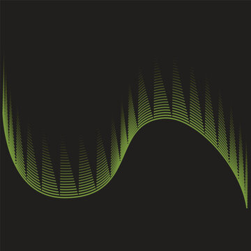 A flowing abstract green waveform composed of thin parallel lines creating a textured, dynamic, and energetic background for digital design and modern technology concepts.