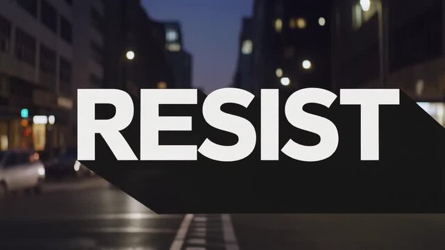 Resist Typography Text Over City Night Traffic Street