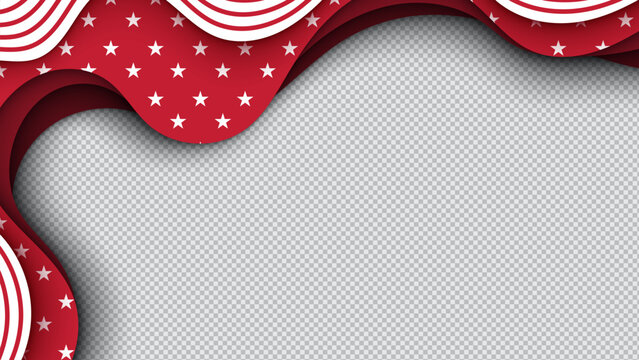 An elegant red and white striped and stars features a classic on transparent background