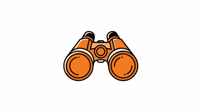 Illustrated orange binoculars for exploration and adventure.