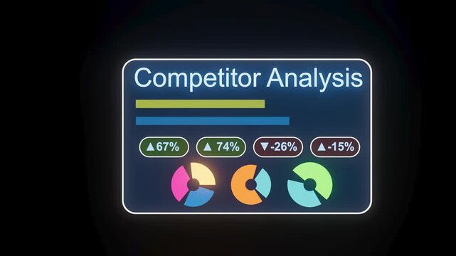 Competitor analysis showing data on market performance and trends in business metrics with colorful charts and figures.
