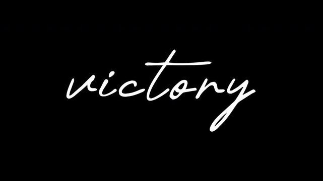 Victory Handwritten Brush Script Text Alpha Channel 4K