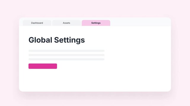 Modern Design System Interface with Asset Library and Settings Menu.