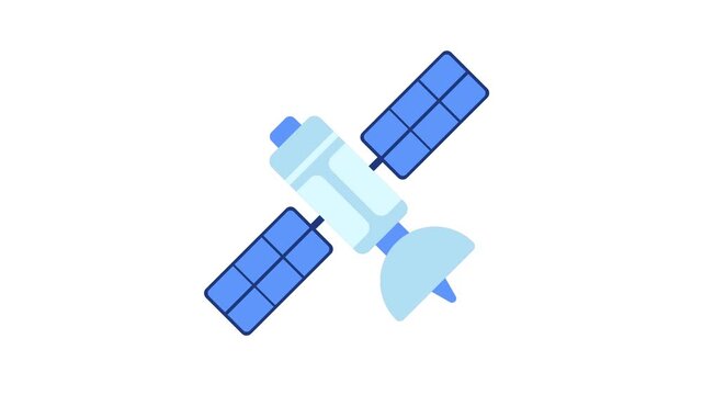 Animated satellite floating and rotating in space