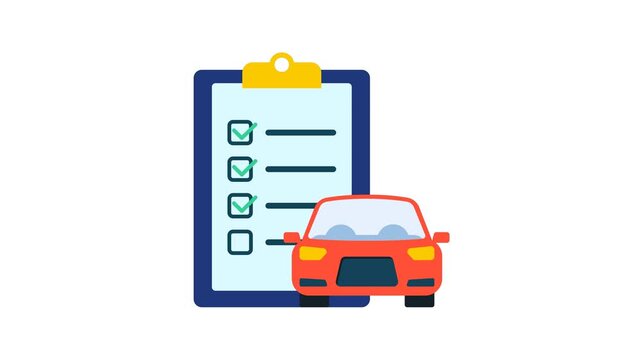 Car inspection checklist and vehicle maintenance animation