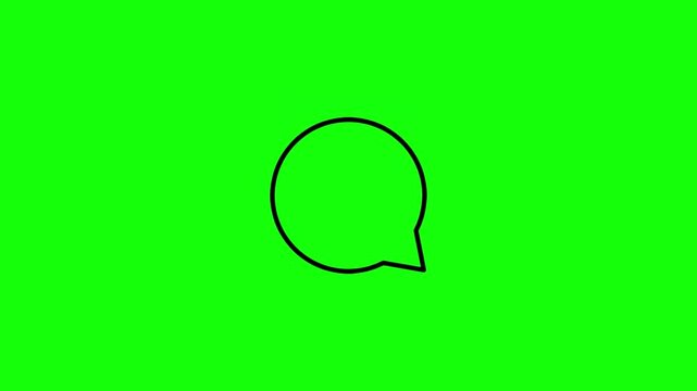 Animated speech bubble chat message icons with three dots loading animation on green screen background