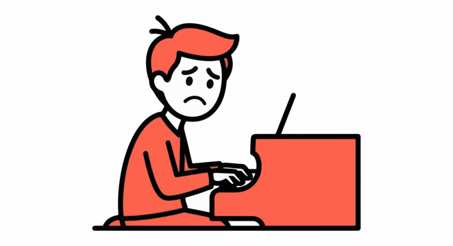 Frustrated young boy using laptop computer indoors.