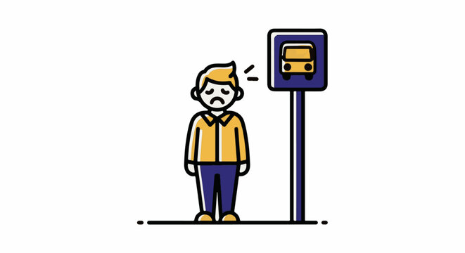 Sad man standing next to parking meter illustration.