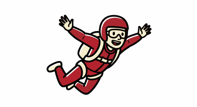 Illustration of Person Skydiving in Mid Air Pose.