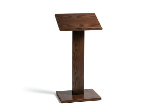 Modern dark brown wooden lectern for public speaking