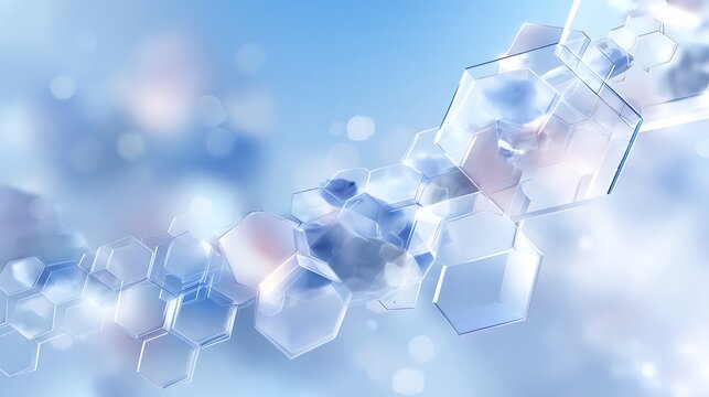 Abstract Bright Background with Hexagonal Shapes and Bokeh Effect