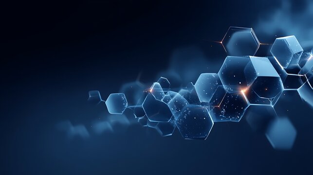 Futuristic Abstract Background with Glowing Hexagons and Particles