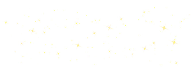 Orange sparkling stars and glitter dust isolated on transparent PNG background. Magical glowing particle overlay with festive shimmer effect.  © Oleksandr