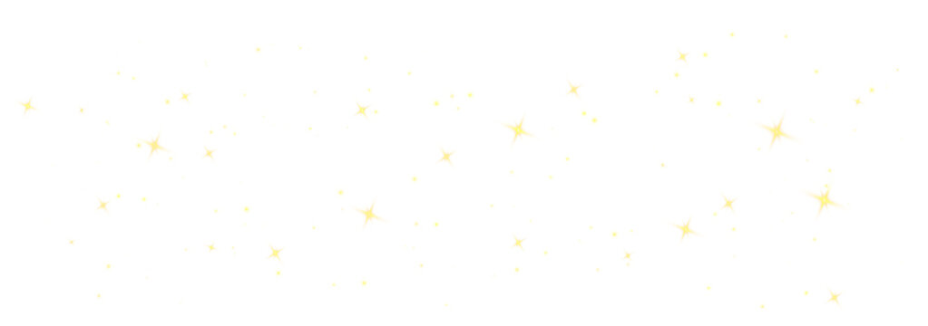 Orange sparkling stars and glitter dust isolated on transparent PNG background. Magical glowing particle overlay with festive shimmer effect.
