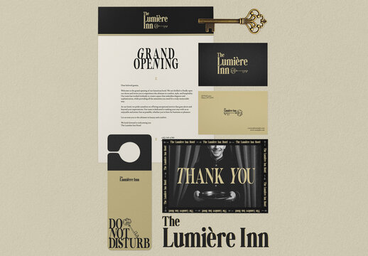 Elegant Hotel Branding Stationery Mockup PSD