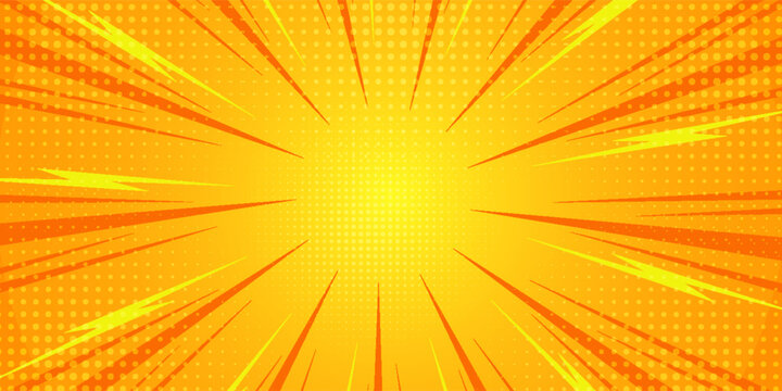 Orange Sunburst Pattern with yellow Background. Rays. Radial. Summer Banner. Exploding star burst texture japanese radius cartoon pattern abstract eps editable vector