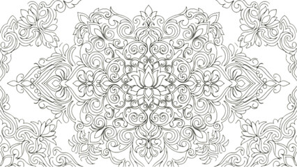 Traditional Sri Lankan Ornamental Line Art – Floral and Geometric Cultural Vector Pattern Design © Deshan
