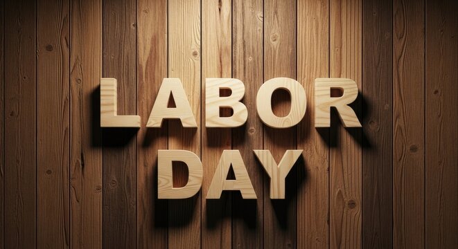 Labor Day wooden sign on a rustic wooden background for holiday celebration and recognition of workers
