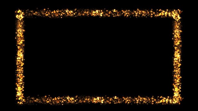 Golden Royal Frame Particles, Border Gold Dots, Looped Alpha Channel Background