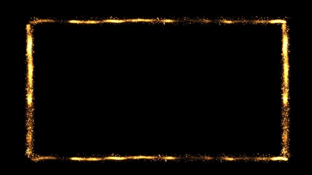 Golden Royal Frame Particles, Border Gold Dots, Looped Alpha Channel Background