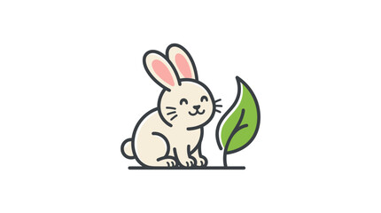 Fototapeta premium Cute Cartoon Rabbit Sitting Alone.