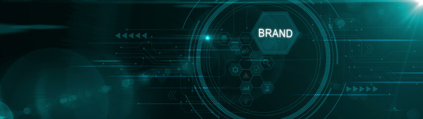 Obraz premium Brand development marketing strategy concept. Business, technology, internet and Motion graphics of networking concept