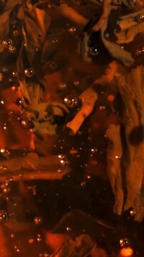 Fragrant black tea is brewed. Filmed on a high-speed camera at 1000 fps. High quality FullHD footage