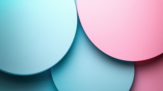 Geometric abstraction features large overlapping ovals in pastel colors on a white background, creating a visual focus for modern design and art settings