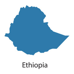 Obraz premium Detailed vector illustration of the map silhouette of Ethiopia on a white background