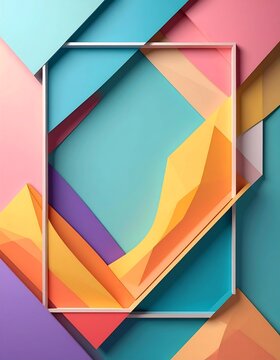 A colorful geometric composition with overlapping shapes