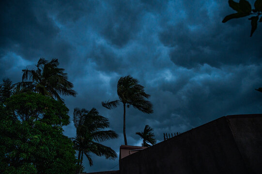 Nor'westers are localized thunderstorms that occur during summer in Eastern South Asia. Black Nor'westers clouds roll in after a day of sweltering, humid heatwave, accompanied by gusty winds.