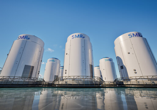 Group of smr or small modular nuclear reactors power plant