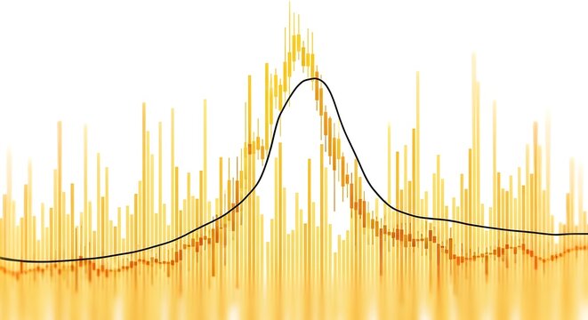 Data visualization of frequency distribution with gaussian curve overlay statistical analysis concept