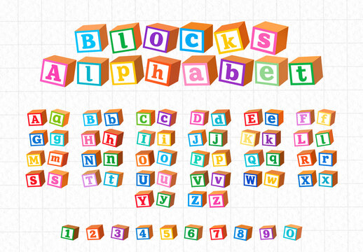 Colorful Alphabet Blocks Display Editable Font