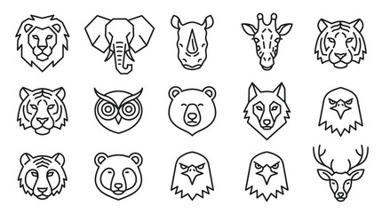 Various animal faces in line art. © Uli