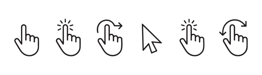 Obraz premium Outline hand cursor and mouse pointer icons vector illustration set for web usage.