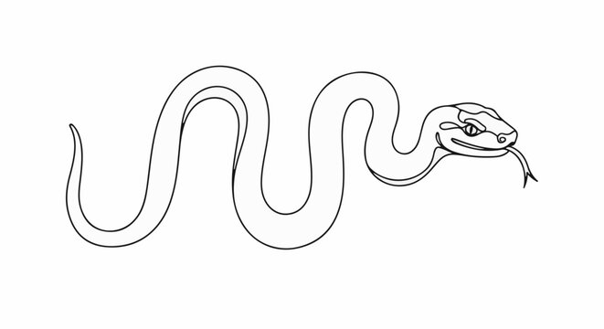 Simple line art of a serpentine creature with its tongue flicking