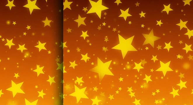 Golden starfield pattern abstract background with sparkling stars and warm orange tones