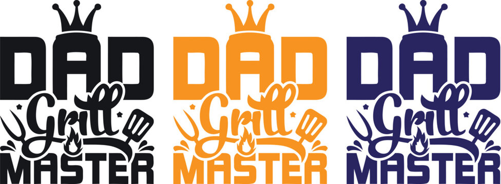 Father's day grill master typography dad grill master designs for gifts