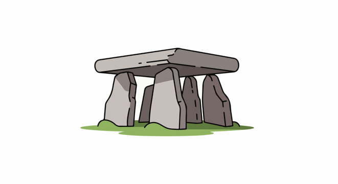 A stone dolmen structure with a flat top supported by upright stones