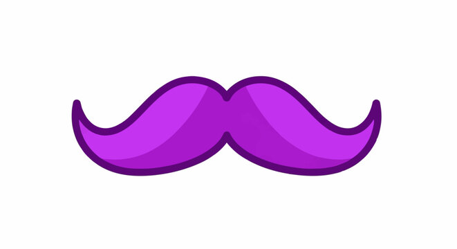 Stylized purple mustache icon with a dark border on a white background