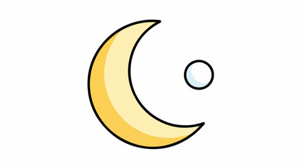 Fototapeta premium Stylized yellow crescent moon with a small, bright orb nearby