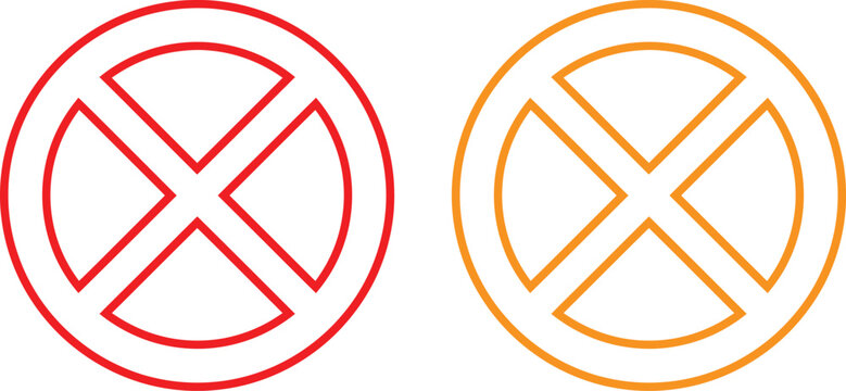 Red and orange circular cross symbols for warning or prohibition signs Vector