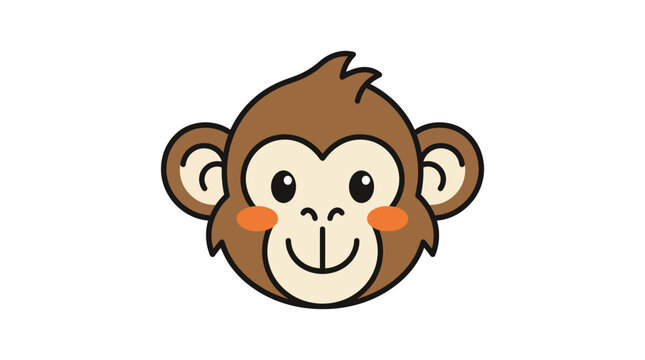 Smiling monkey face cartoon character.